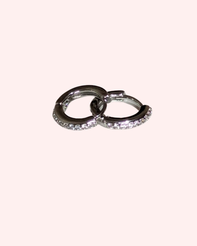 Crystal Silver Hoop -Small
